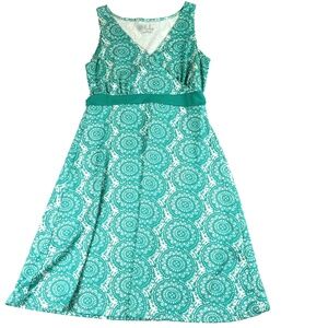 LOLA by AFG Activewear sleeveless white green Crossed Front dress Small